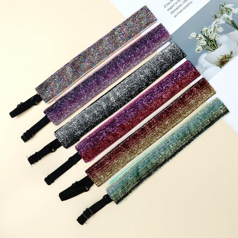Gabrella 6 Pcs Glitter Headbands for Girls Hair, Adjustable Non-Slip Head Bands, Cute Elastic Sparkly Headband, Girl Hair Accessories, Stretchy Shiny Headbands Gifts - Image 3